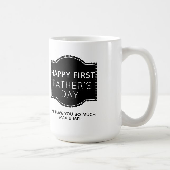 Mug Première Fête des pères photo noir et blanc (Droite)
