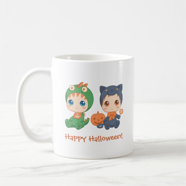 Mug Première Halloween Babies Chat noir Costume Dragon (Gauche)