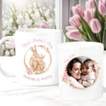 Première Mère de Fête lapin bébé fille Photo Nom r