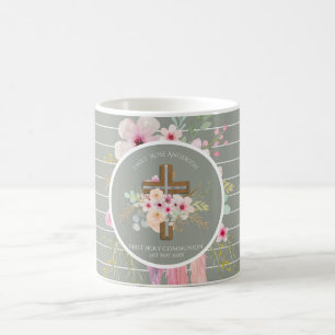 Mug Première Sainte Communion Croix Florale Filles Sag