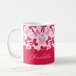 Mug Preppy Hand Drawn Coquette Pink Red Bows