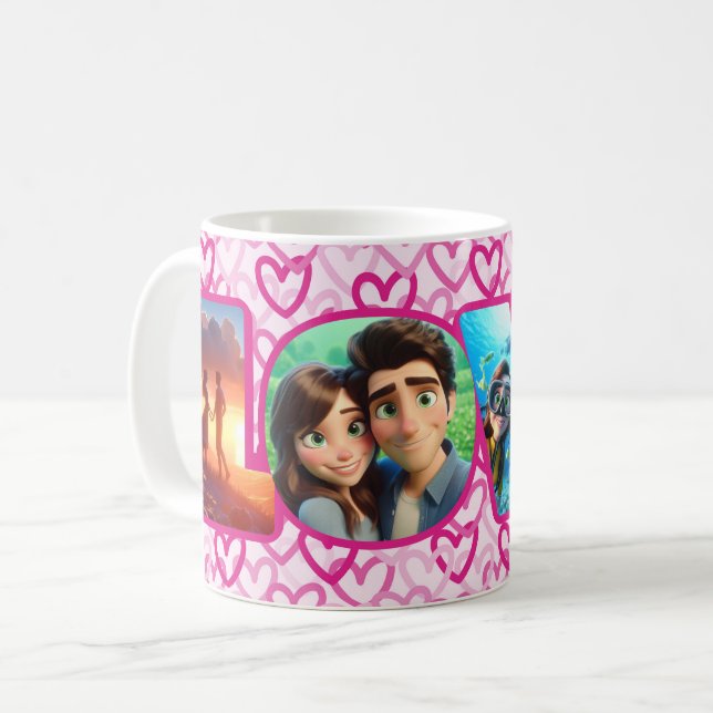 Mug Preppy Hearts Pink - LOVE (Devant gauche)