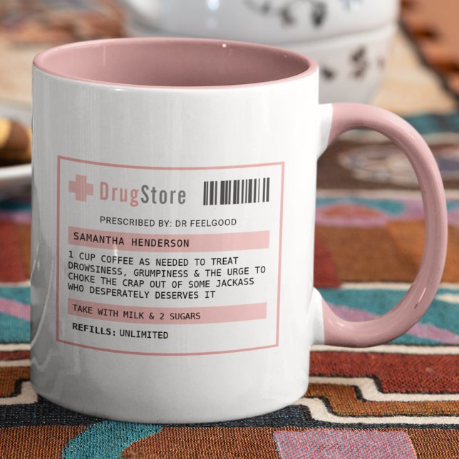 Mug Prescription personnalisée de café/thé amusant (Créateur téléchargé)