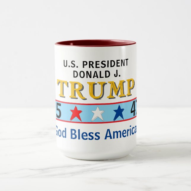 Mug Président Trump 45 47 Dieu bénisse l'Amérique (Centre)