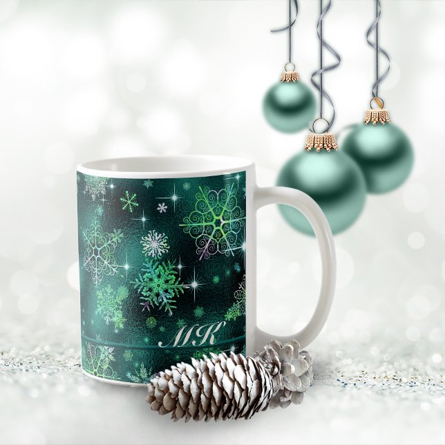 Mug Prettist Snowflakes Motif Green ID846 (Créateur téléchargé)