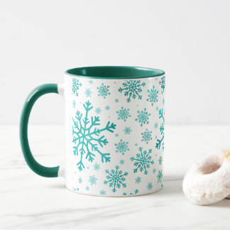 Mug Pretty Green Flammes de neige de Noël sur le blanc