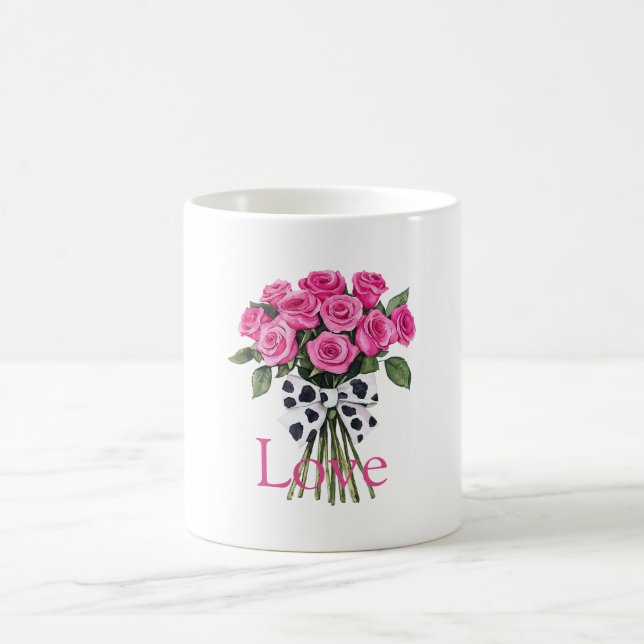 Mug Pretty Pink Roses Western Cow Print Bow (Centre)