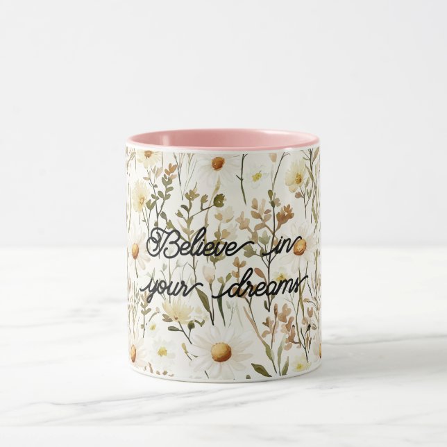 Mug Pretty White Daisy Flowers Birthday (Centre)