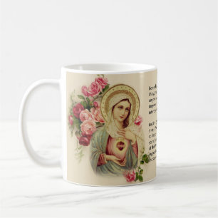 Mug Prière bénie de Memorare de roses de Vierge Marie