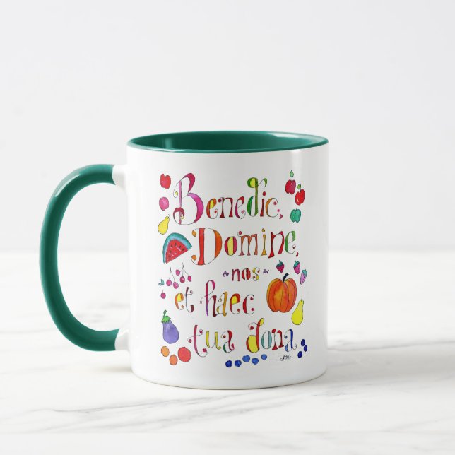 Mug Prière de grâce latine - Bénissez-nous ô Seigneur (Gauche)