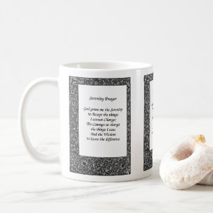 Mug Prière de sérénité Design floral noir  