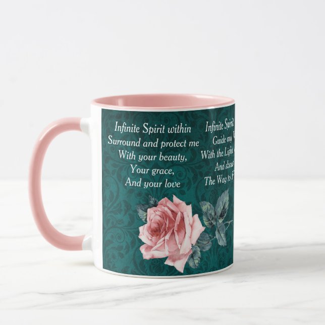 Mug Prière du matin rose et Turquoise (Gauche)