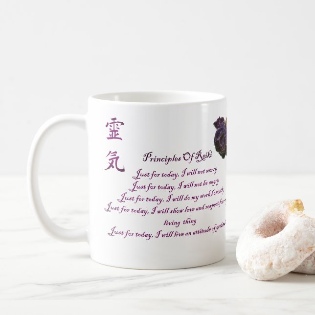 Mug Principes de Reiki juste pour aujourd'hui Rose (Avec donut)