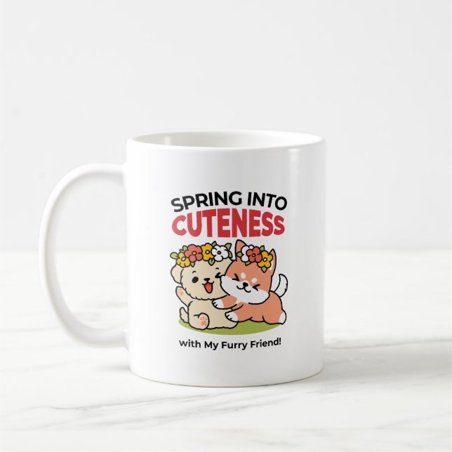 Mug Printemps dans la laideur - Illustration de chien  (Gauche)