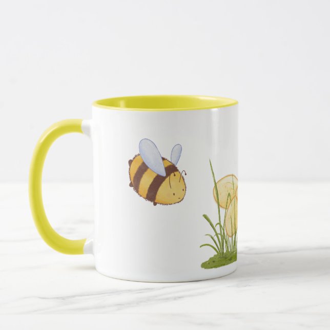Mug Printemps Drôle Abeilles mignonnes Fleurs de margu (Gauche)