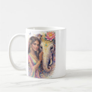 Mug Printemps indien - Portrait de femme avec éléphant