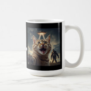 Mug Prise de Selfie Chat avec OVNI et Bigfoot Drôle ca