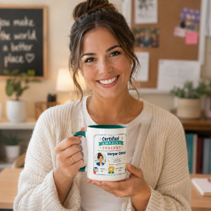 Mug Prix de l'enseignant incroyable certifié coloré 