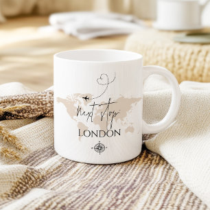 Mug Prochain arrêt ville/ pays Wanderlust World Carte