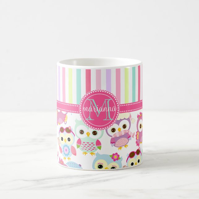 Mug Produit mignon de PersCustomize de motif de hiboux (Centre)