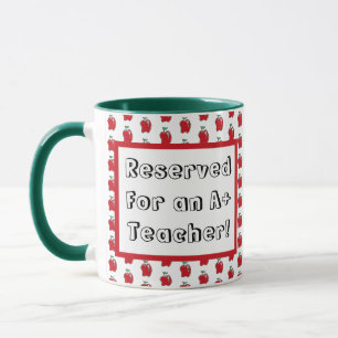 Mug Professeur A+ Pomme Rouge École Cartoon Cool