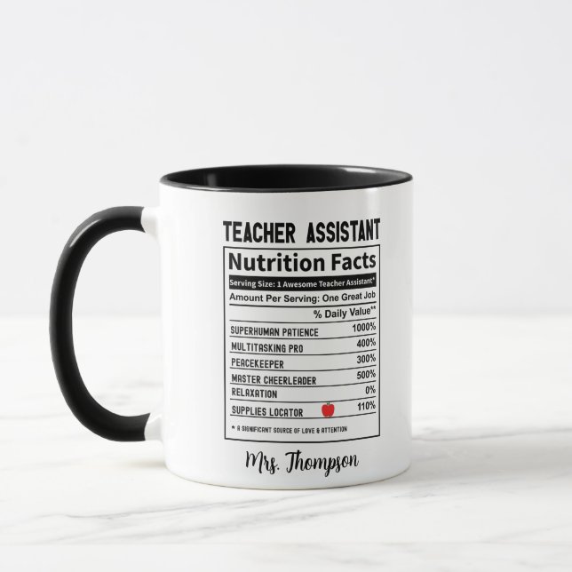 Mug Professeur adjoint Nutrition Facts Personnalisé Fu (Gauche)