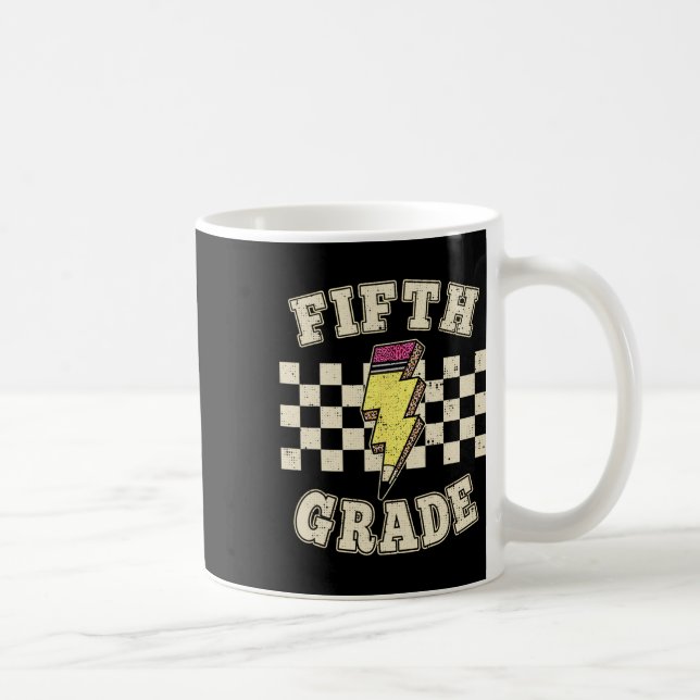 Mug Professeur de cinquième année rétro éclair enseign (Droite)