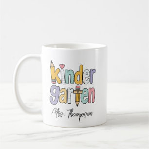 Mug Professeur de maternelle personnalisé Nom Pastel A