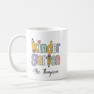 Mug Professeur de maternelle personnalisé Nom Pastel A