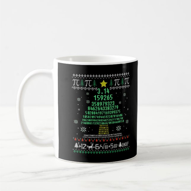 Mug Professeur de mathématiques Joyeux Noël Pi Tree lu (Gauche)