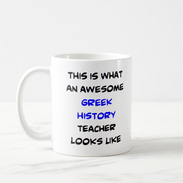 Mug professeur d'histoire grecque, génial (Gauche)