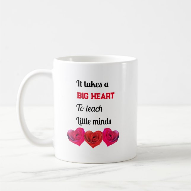 Mug Professeur : Il prend un grand coeur pour enseigne (Gauche)