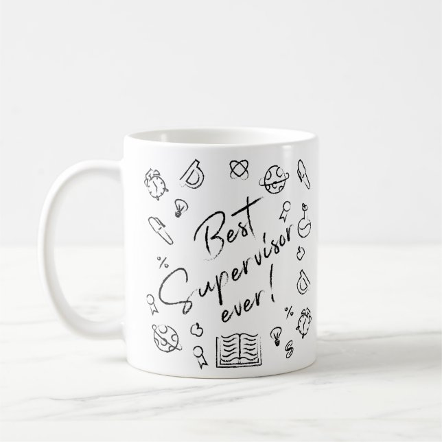 Mug Professeur : Meilleur Superviseur Jamais Chalkboar (Gauche)