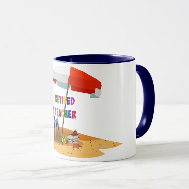 Mug Professeur Retraité, Scène De Plage, (Devant droit)