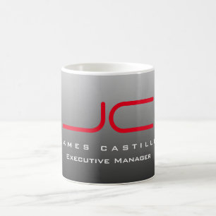 Mug Professionnel moderne Gris Rouge Monogramme