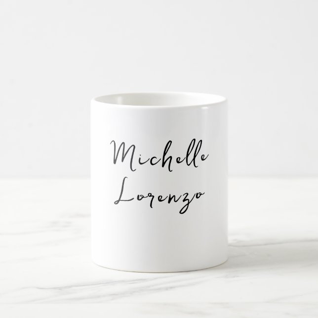 Mug Professionnel Moderne Simple Nom simple Noir Blanc (Centre)
