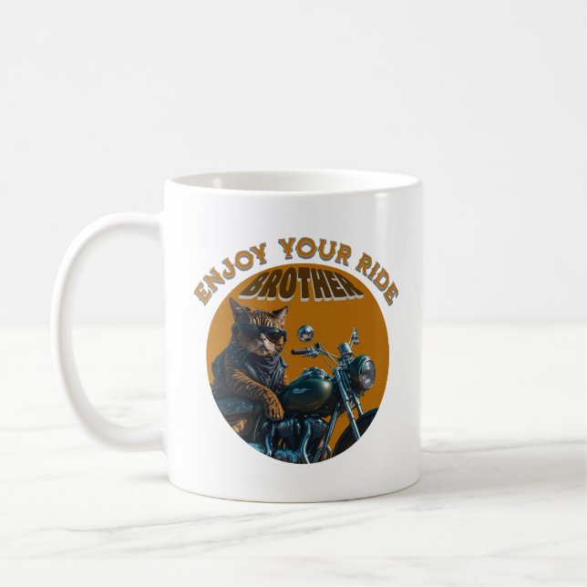 Mug Profitez de votre Ride Brother cool Chat avec moto (Gauche)