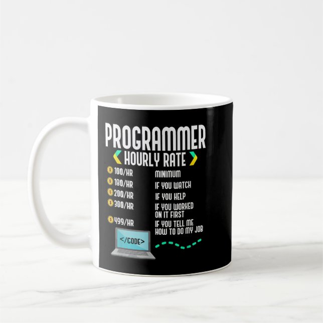 Mug Programmer Horaire Codeur Développement Logiciel (Gauche)