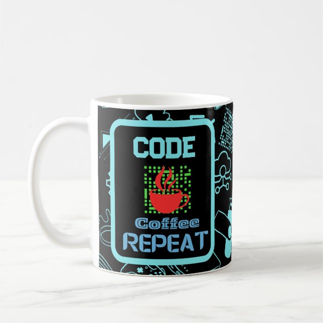 Mug programmeur informaticien codage technologie noir (Gauche)