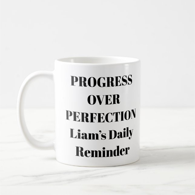 Mug Progrès sur la perfection motivationnelle Musique (Gauche)