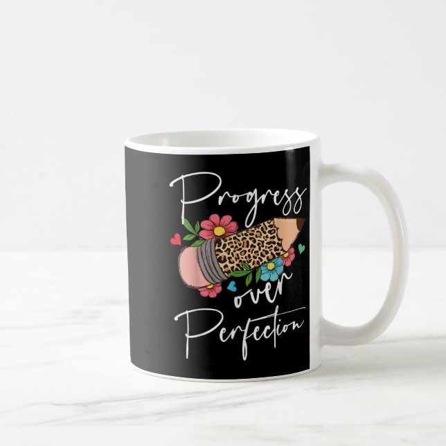 Mug Progress Over Perfection Leopard Pencil Motivation (Droite)