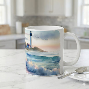 Mug Promenade côtière jusqu'au phare au coucher du sol