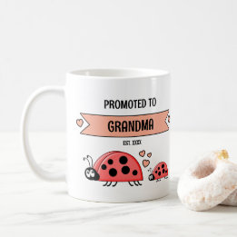 Mug Promoted to grandma ladybugs peach