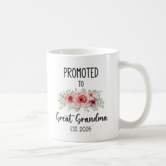 Mug Promoted To Great Grandma Est 2026 Flowers Baby