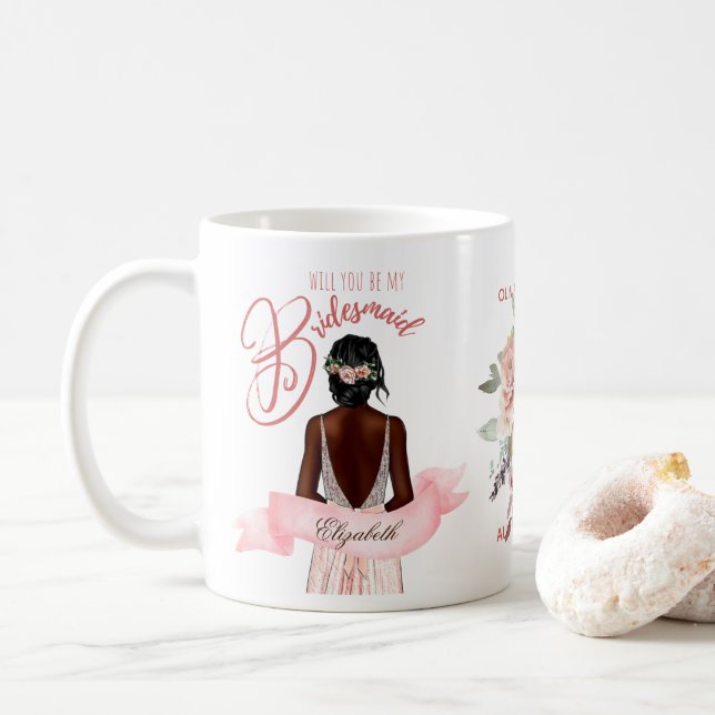 Mug PROPOSITION BRIDESMAID CADEAU African American Cus (Avec donut)