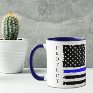 Mug Protection et service de la ligne bleue mince