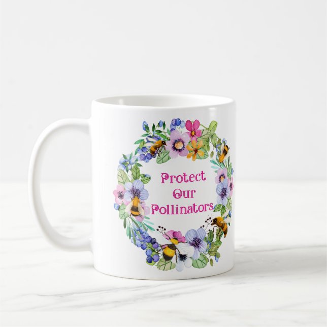 Mug Protéger nos pollinisateurs Fleurs d'abeilles (Gauche)