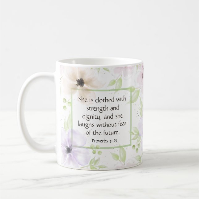 Mug Proverbes 31:25 Citation Inspirationnelle Femme ch (Gauche)