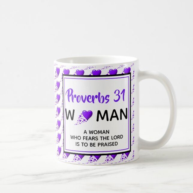 Mug PROVERBS 31 FEMME Coeurs pourpres Chrétien (Droite)
