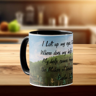 Mug Psaume 121:1  Œuvre d'art originale peinte à la ma